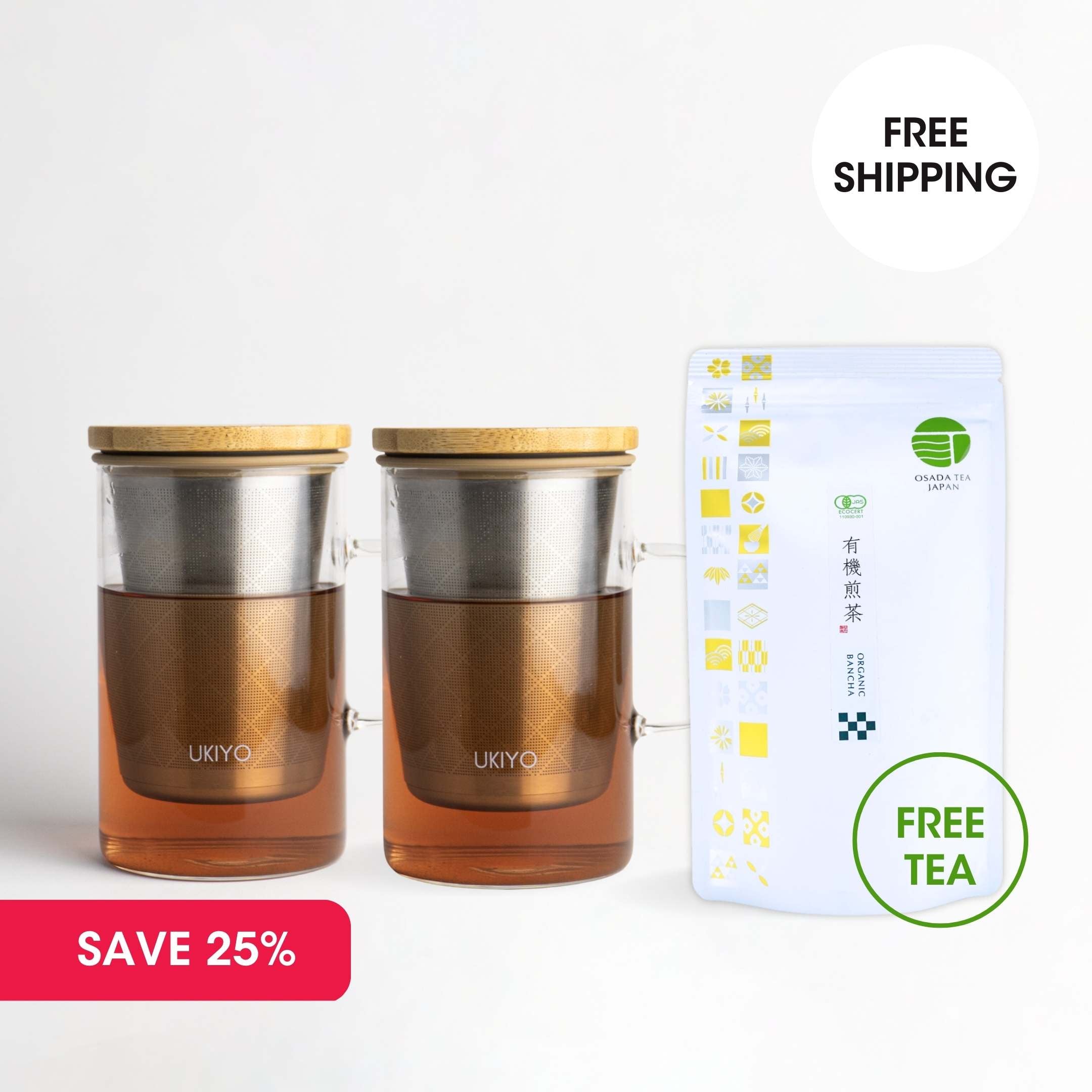 Double Up Twin Pack - 2 Ukiyo Wood & FREE Organic Bancha Tea