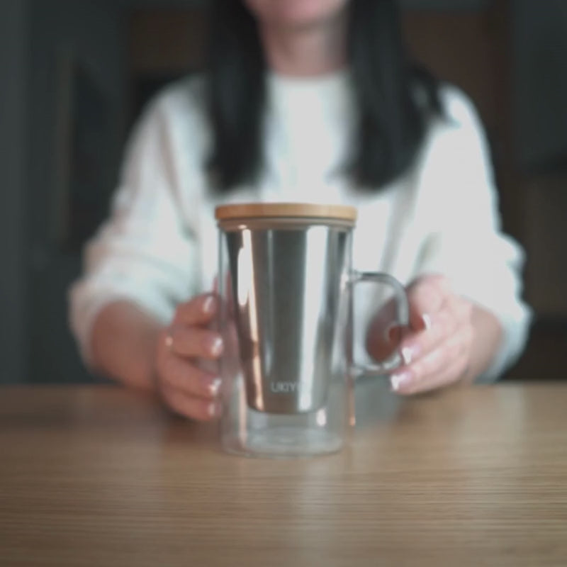 Double Wall Coffee Mug with Tea Strainer